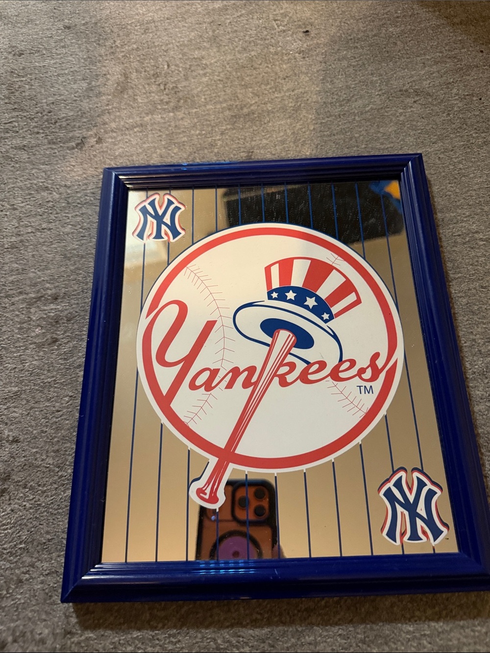 New York Yankees Framed Mirror Wall Art - Navy & White
